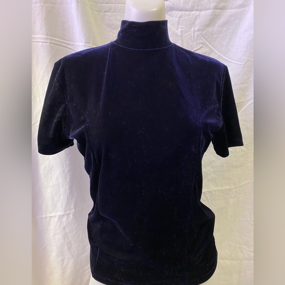 Velvet navy turtle neck